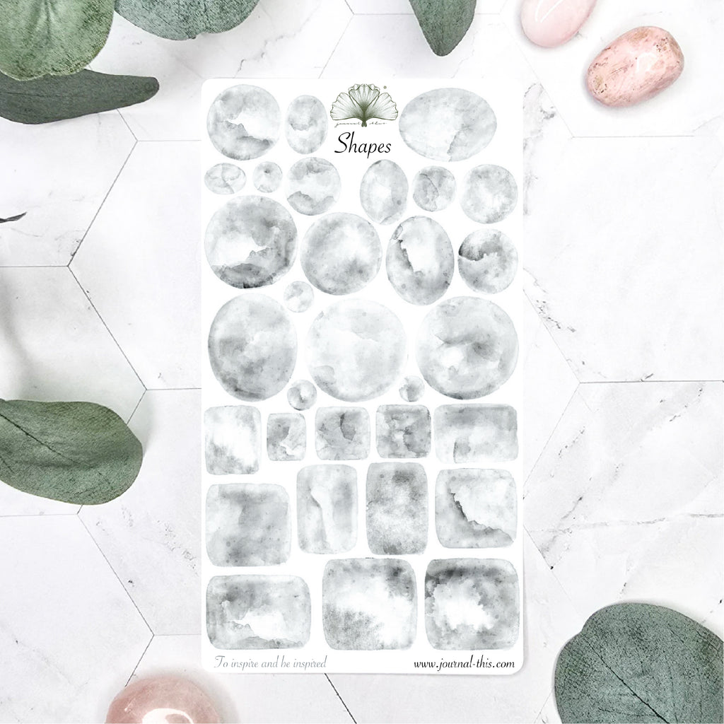 Watercolor effect stickers bullet journal grijs