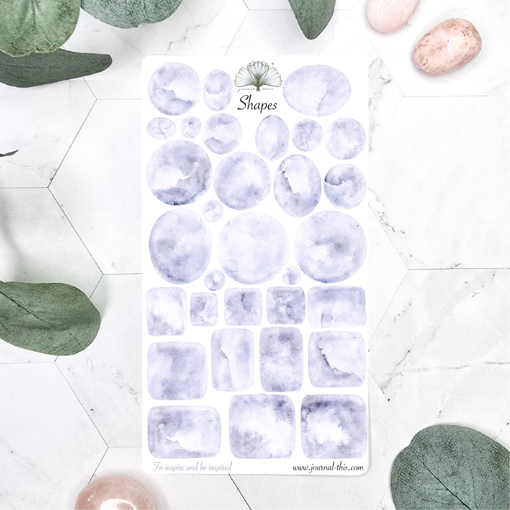 Watercolor effect stickers bullet journal paars