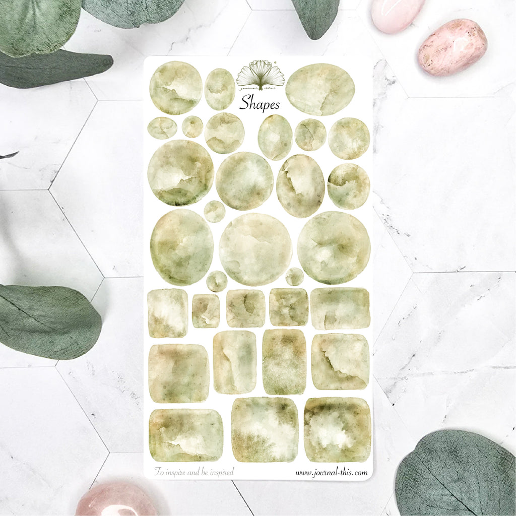 Watercolor effect stickers bullet journal groen
