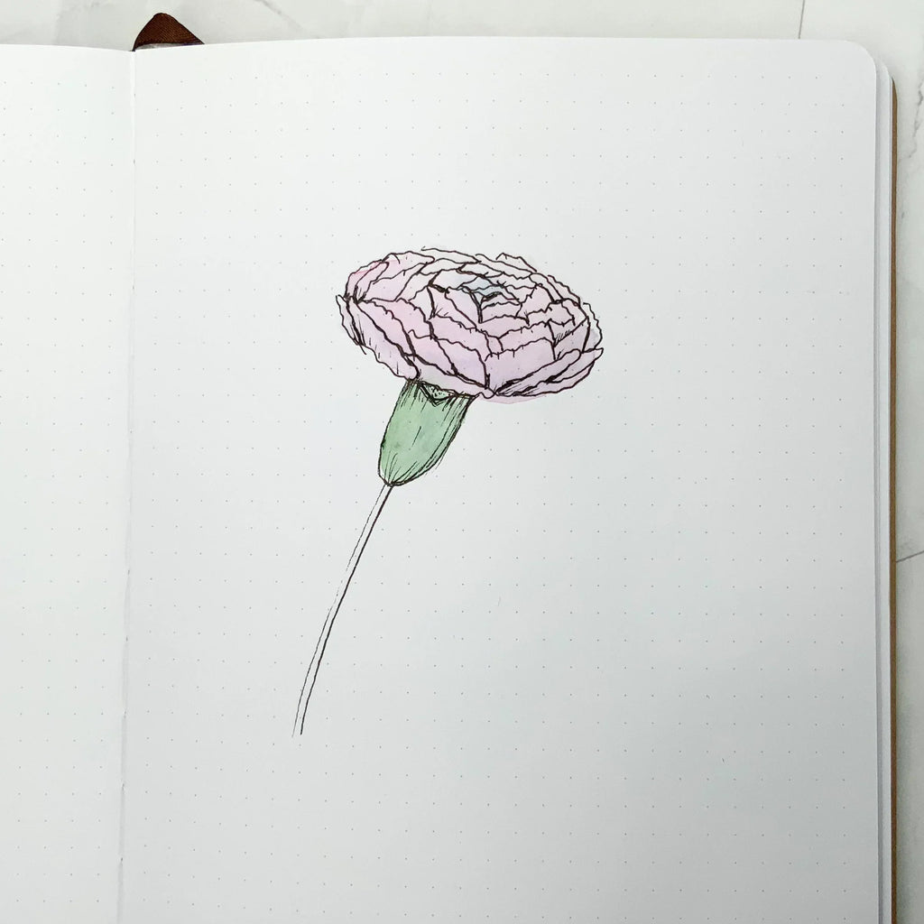 aquarel bullet journal planner puntjes dotted vierkant Papaver