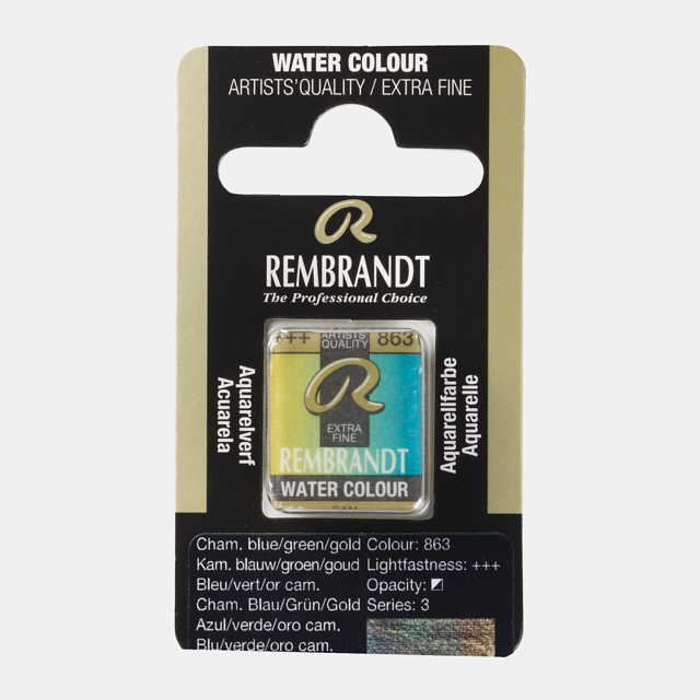 glitter aquarel Rembrandt talens kameleon blauw groen goud