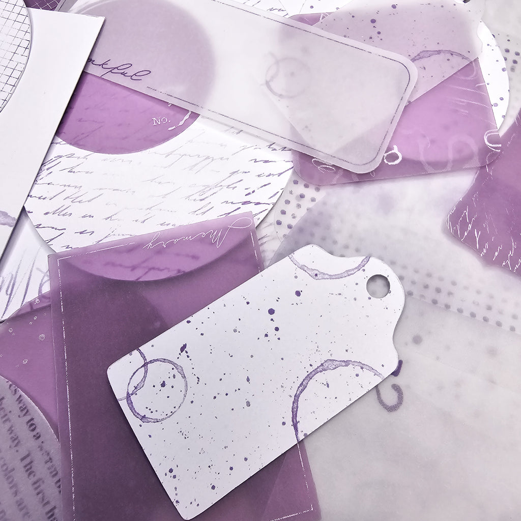 memo journal notitieblaadjes papier paars die cuts ephemera elementen