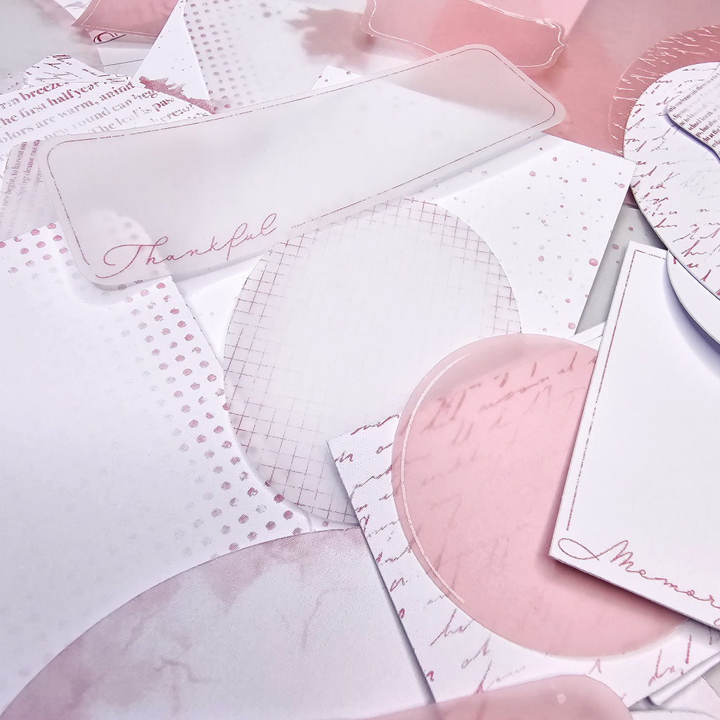 memo journal notitieblaadjes papier roze die cuts ephemera elementen Planner