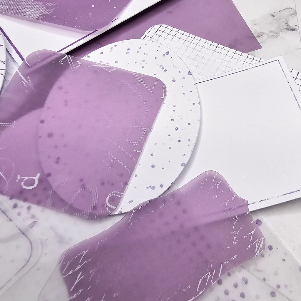 memo notitieblaadjes papiertjes paars die cuts ephemera elementen Set