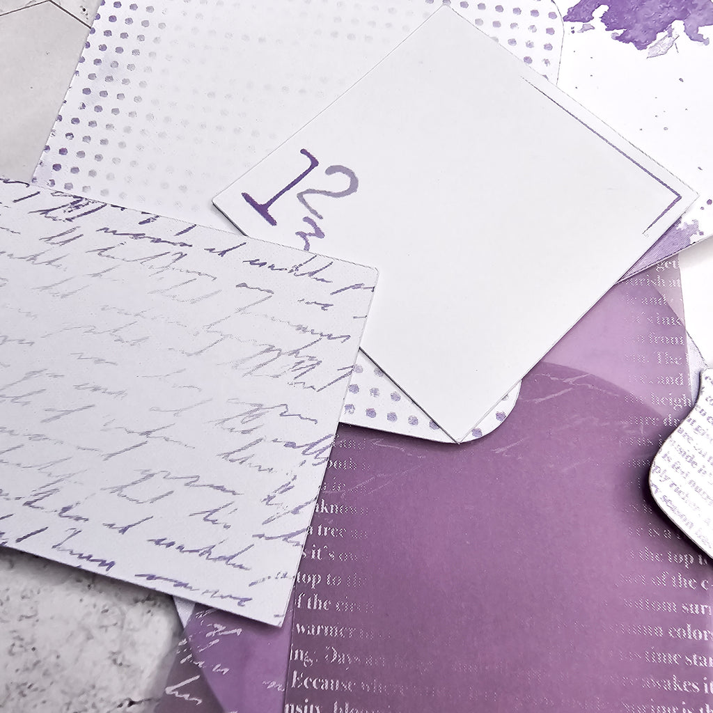 memo notitieblaadjes papiertjes paars die cuts ephemera elementen Set