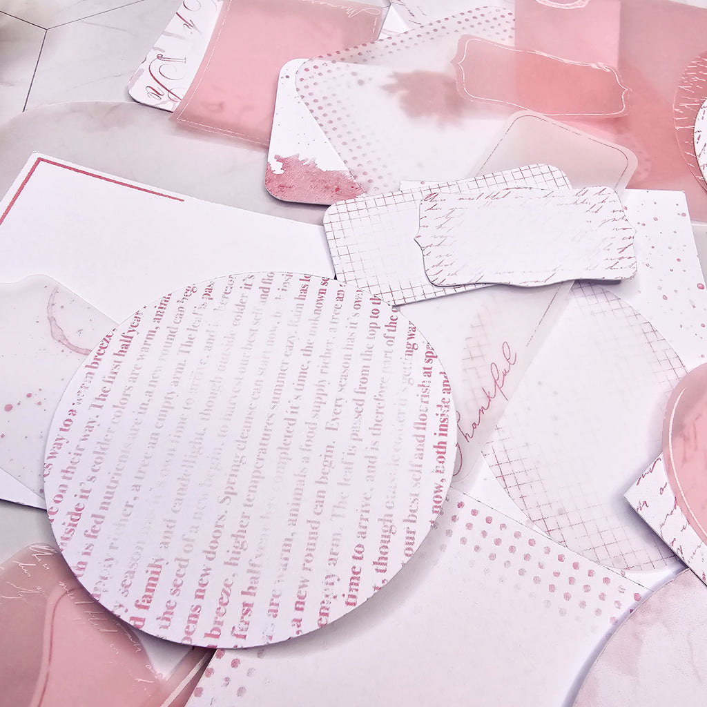 memo notitieblaadjes papiertjes roze die cuts ephemera elementen Set