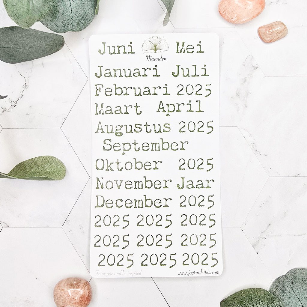 planner bullet journal stickers Maanden Xl Groen