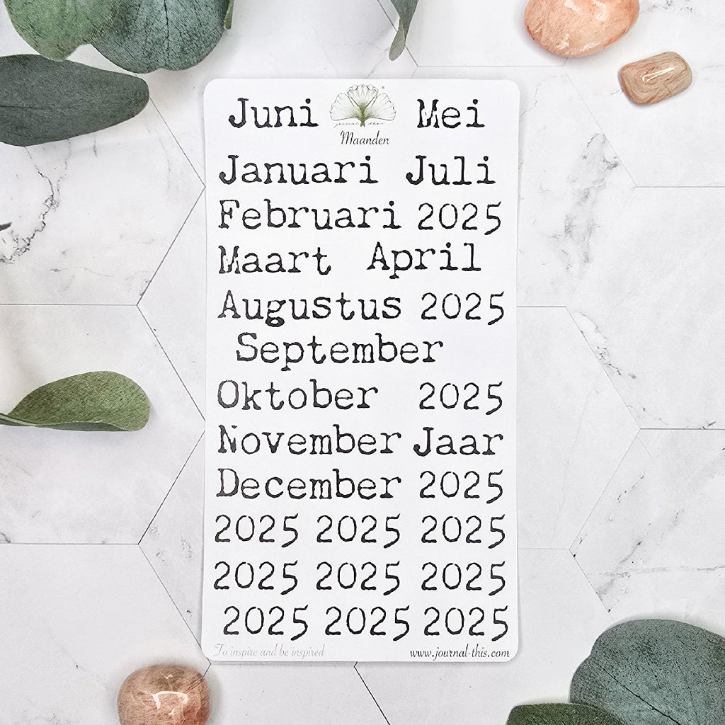 planner bullet journal stickers Maanden Xl zwart