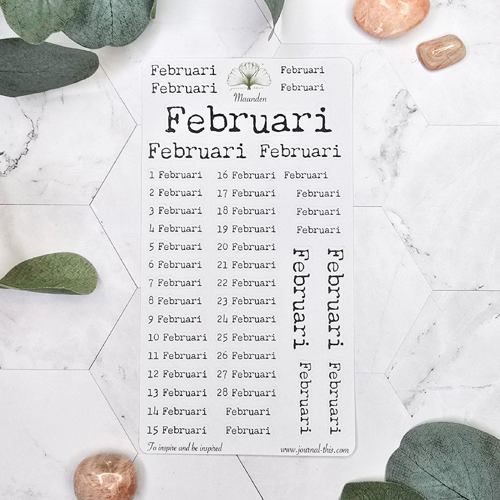 planner bullet journal stickers notebook agenda Transparant maanden zwart