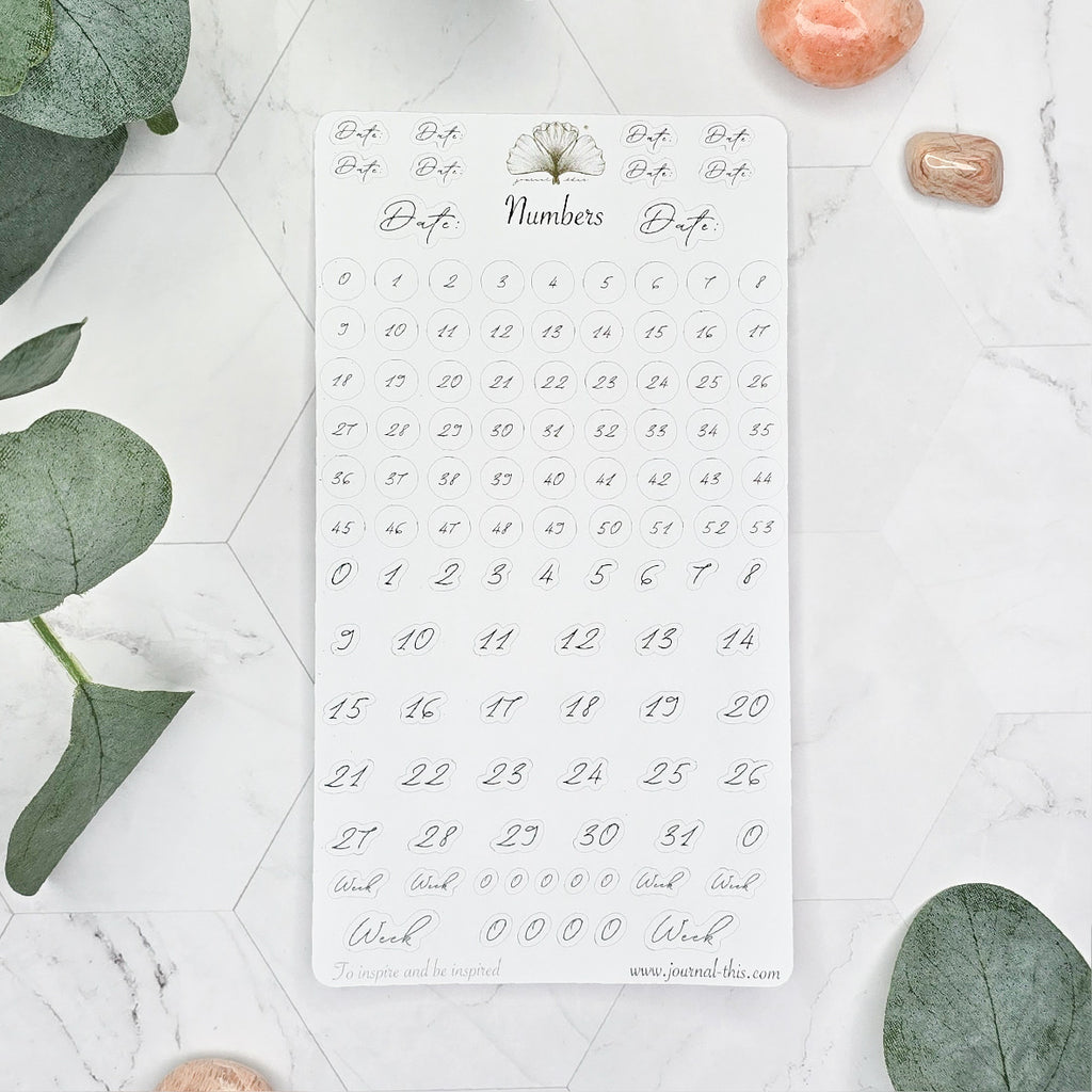 planner stickers bullet journal habit tracker cijfers nummers sierlijk