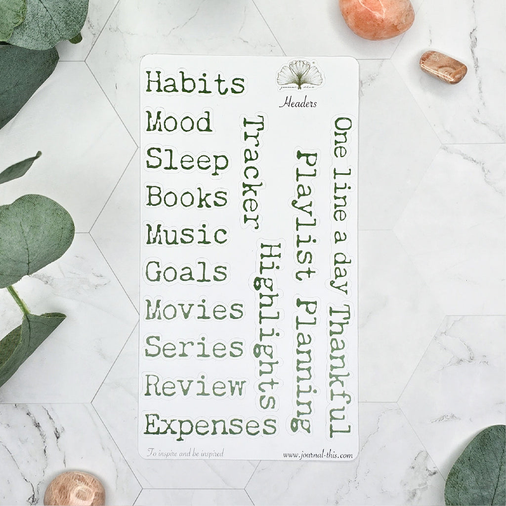 planner stickers bullet journal habit tracker header groen