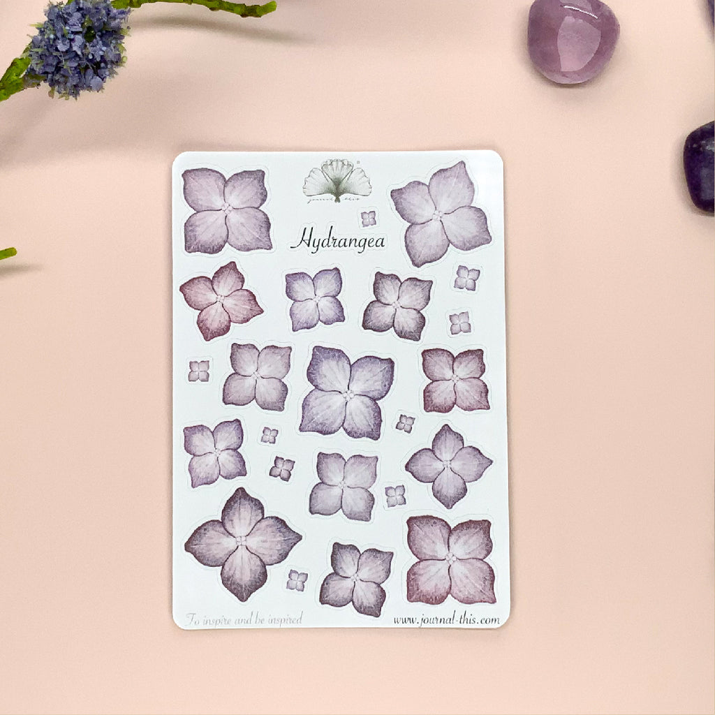 planner stickers bullet journal hortensia bloemen paars