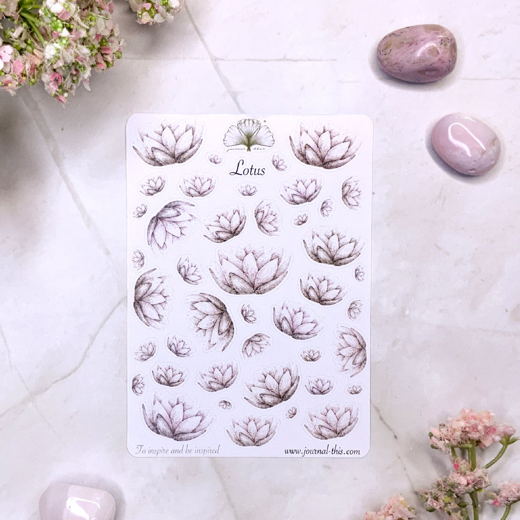 planner stickers bullet journal lotus bloem pastel