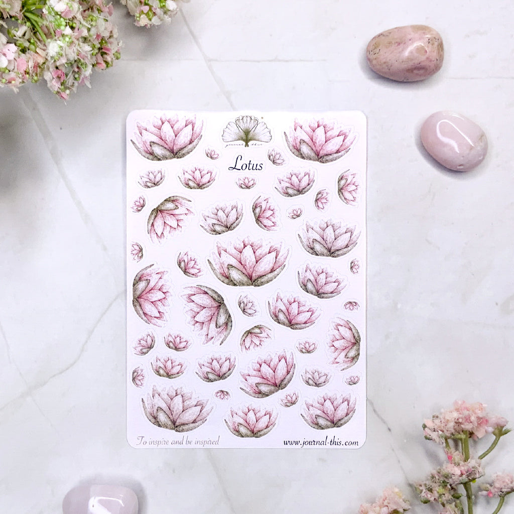 planner stickers bullet journal lotus bloem roze