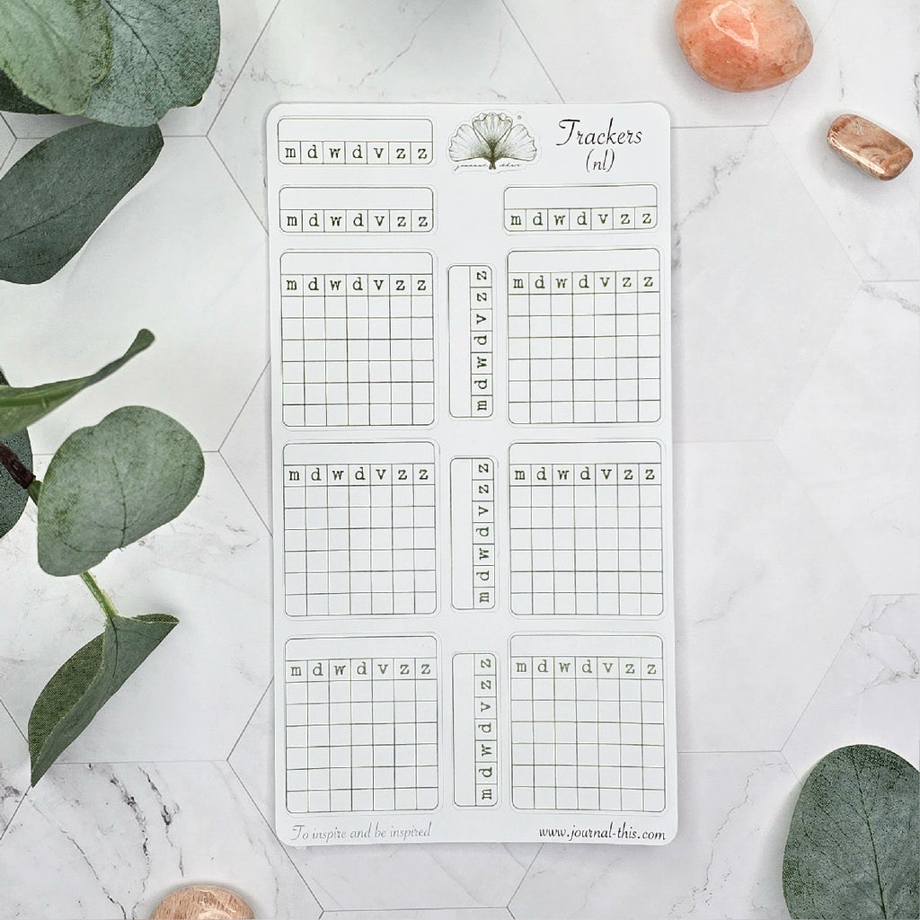 planner stickers bullet journal week maand trackers groen