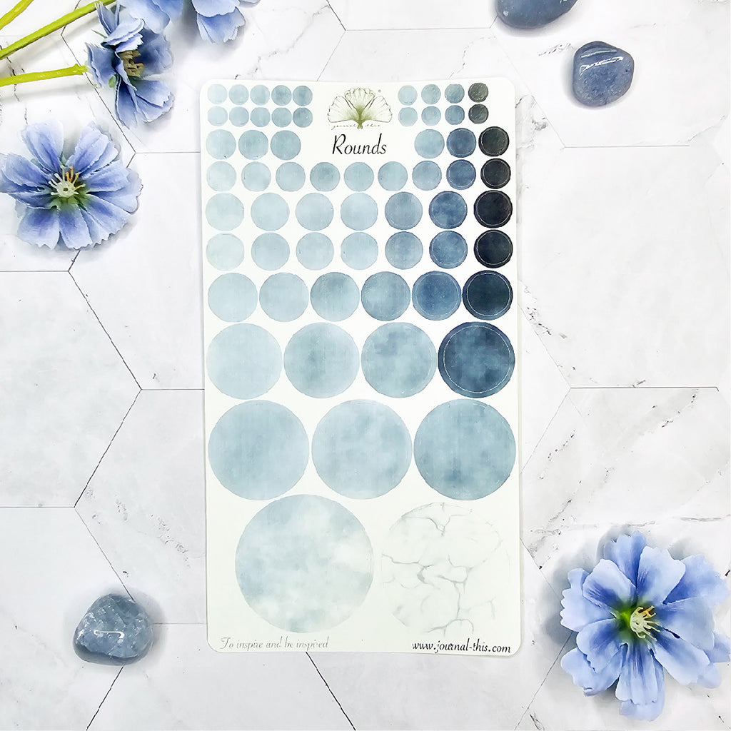 planner stickers rond blauw journal this