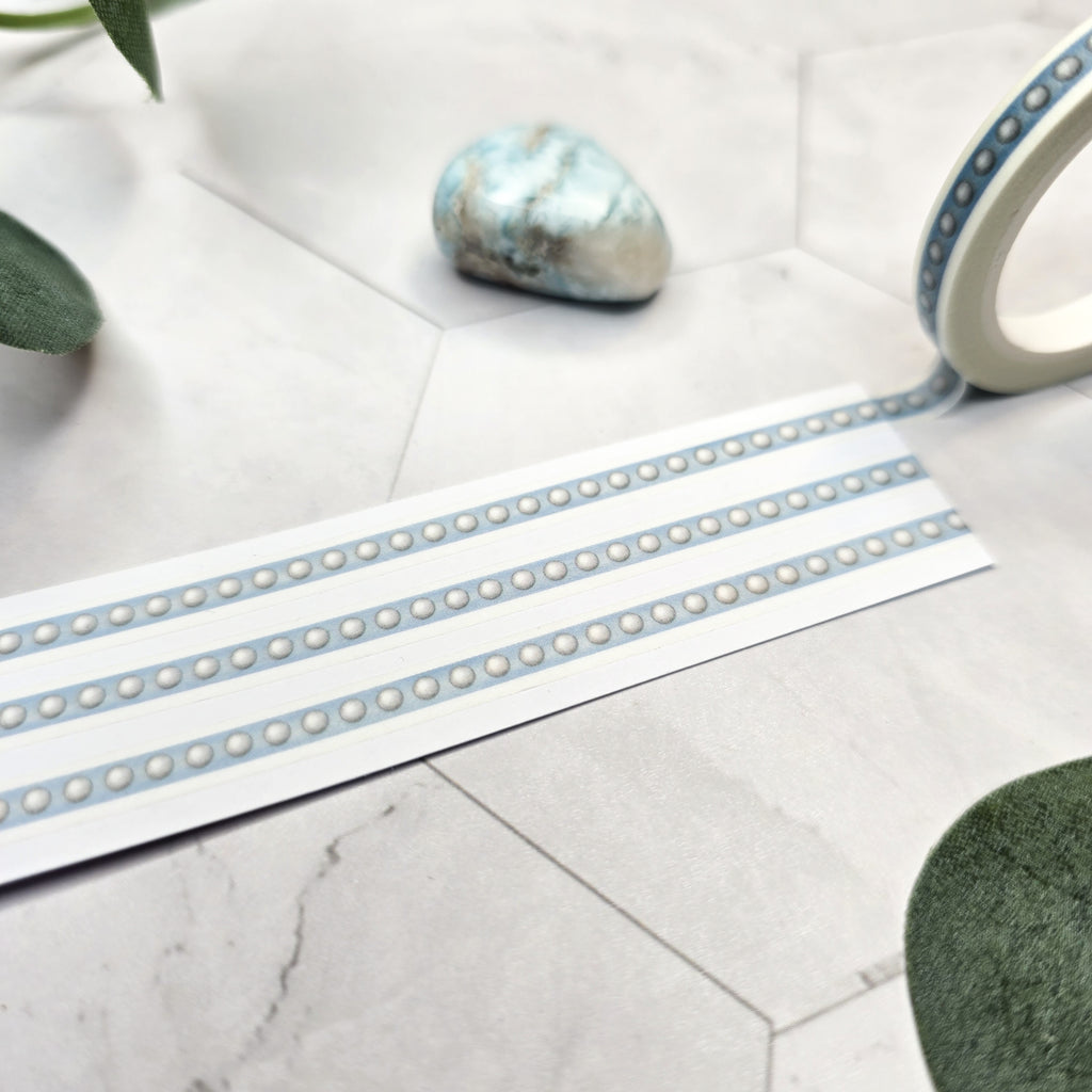 smalle  blauwe dunne contour washi tape masking plakband Stipjes