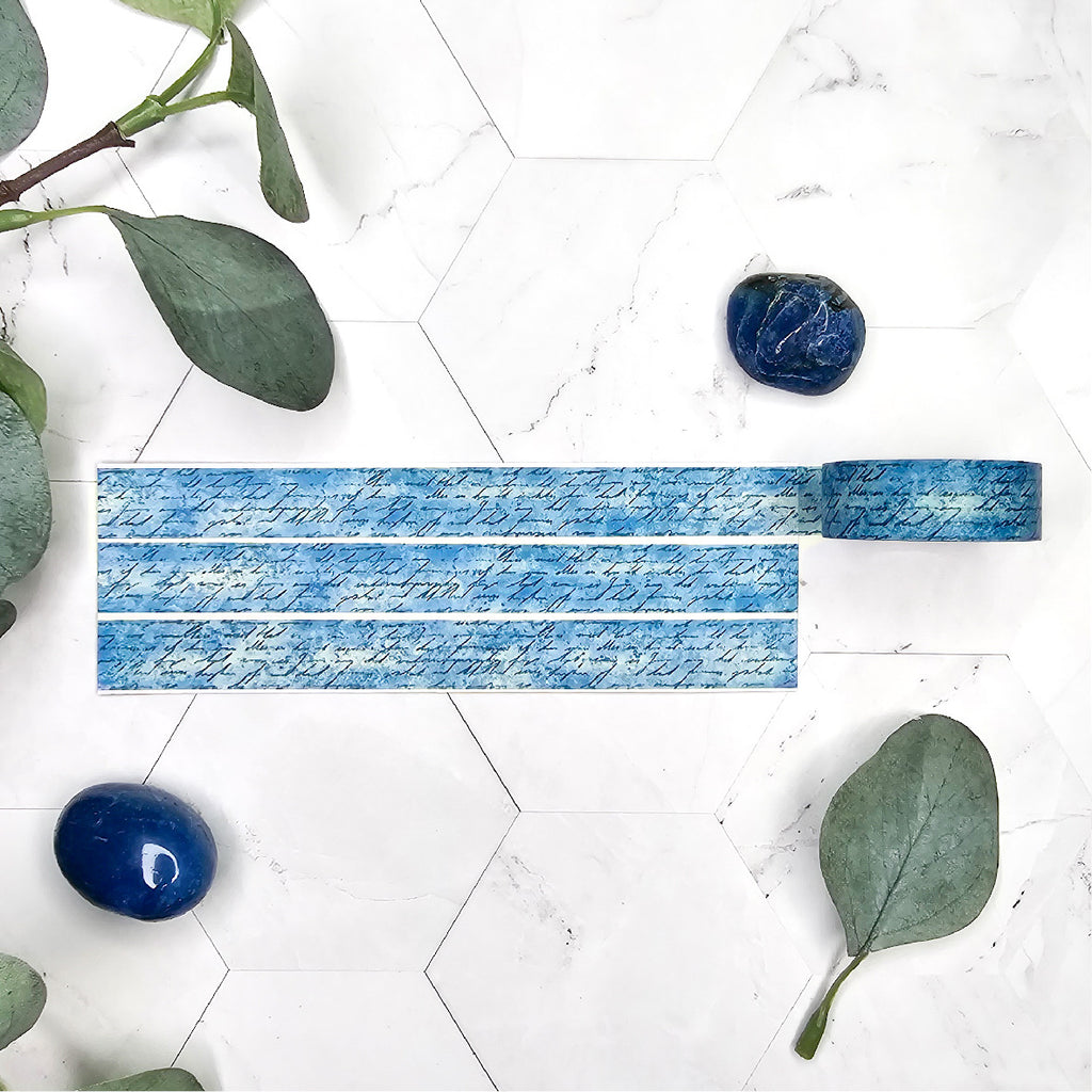 washi tape script blauw journal this