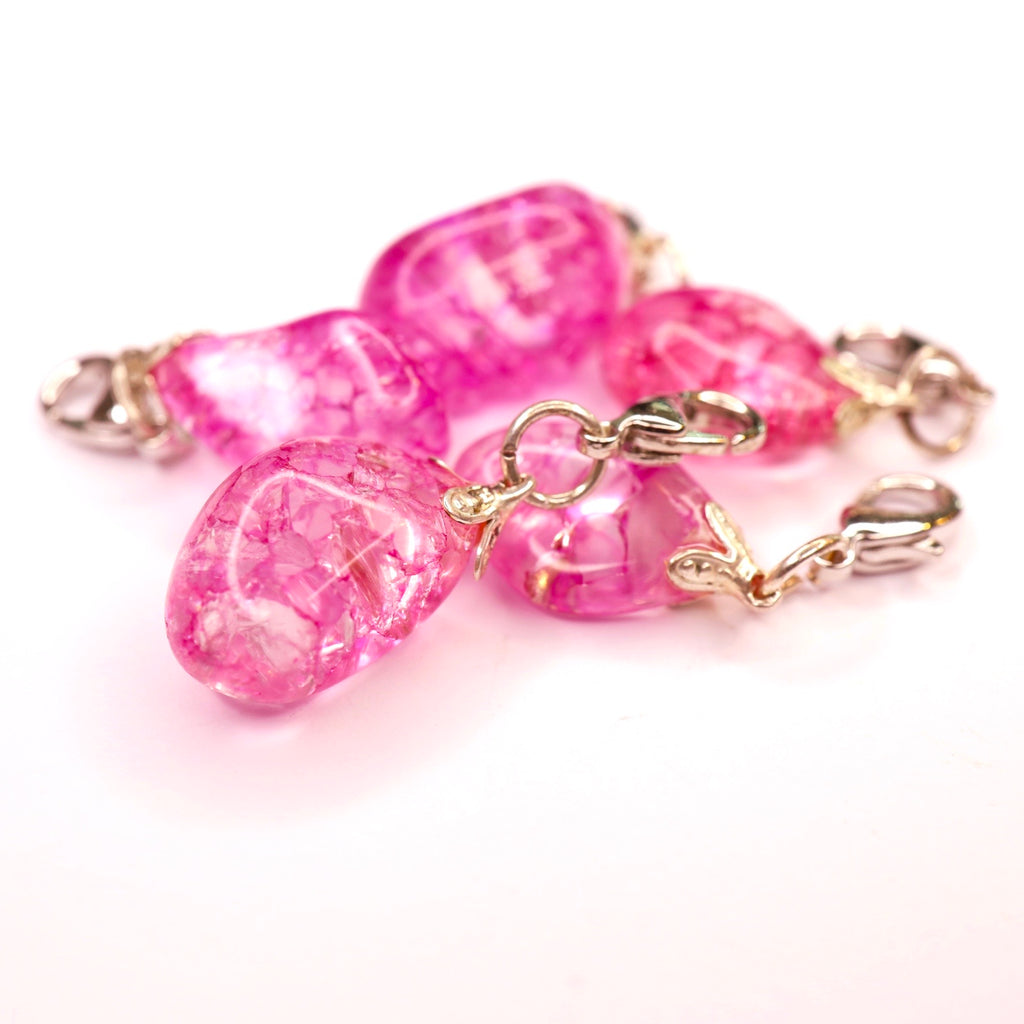Hanger bedel edelsteen bergkristal crackle roze journal Sieraad