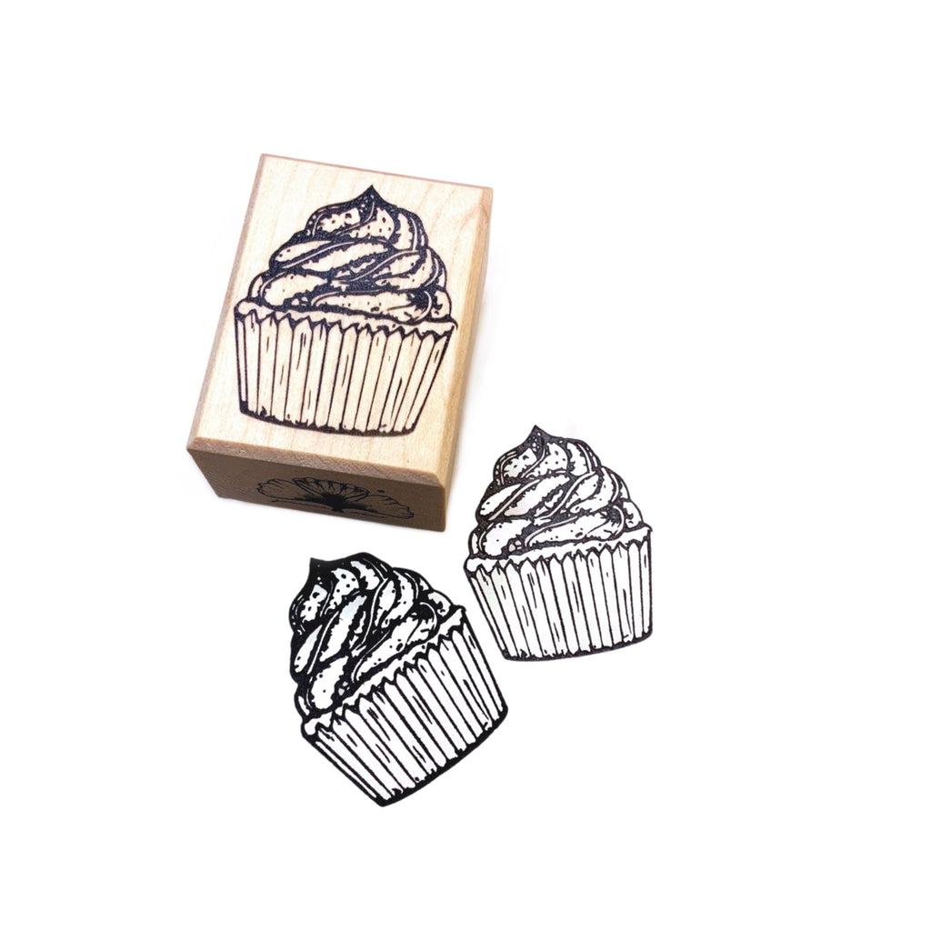 Houten stempel cupcake