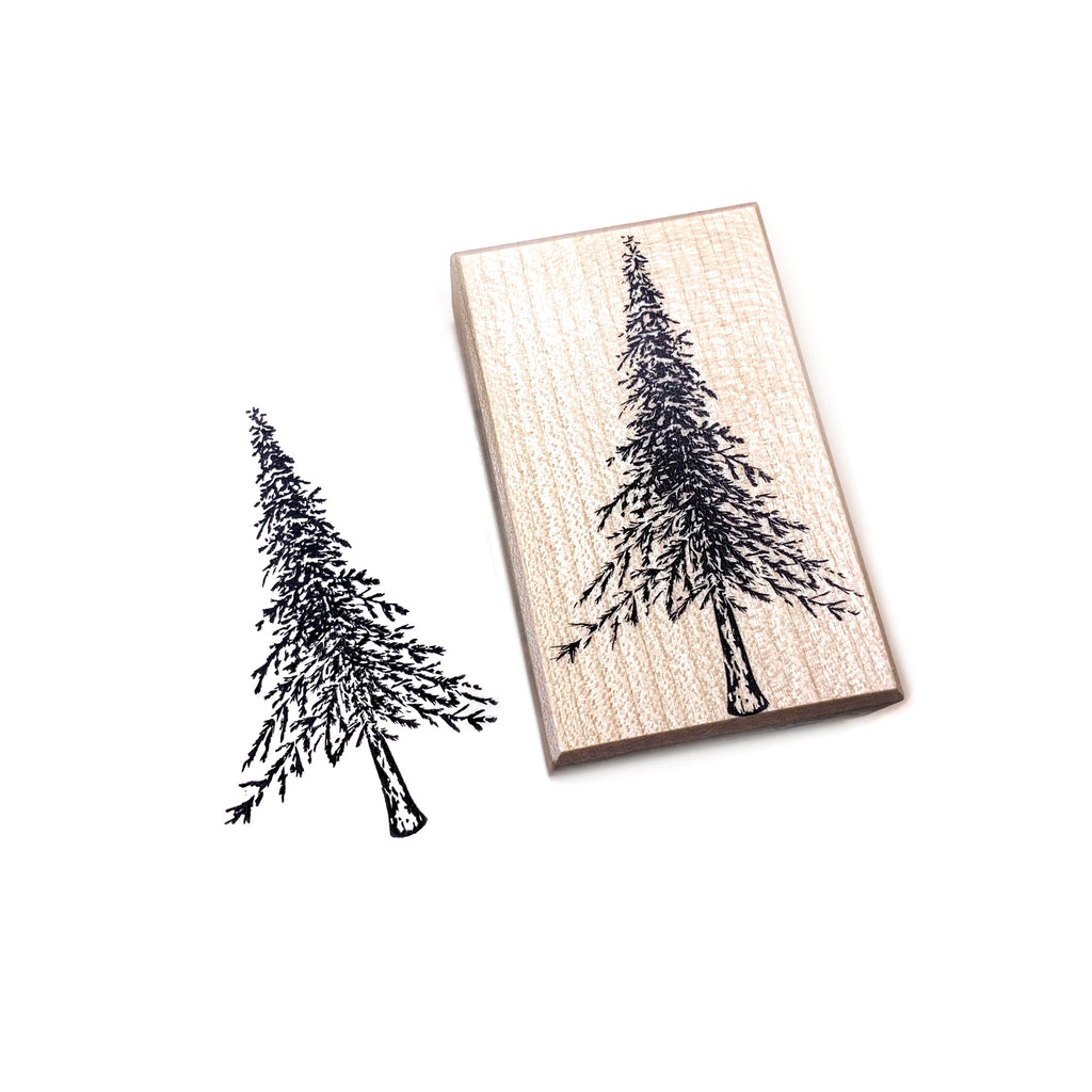 Houten stempel dennenboom kerstboom