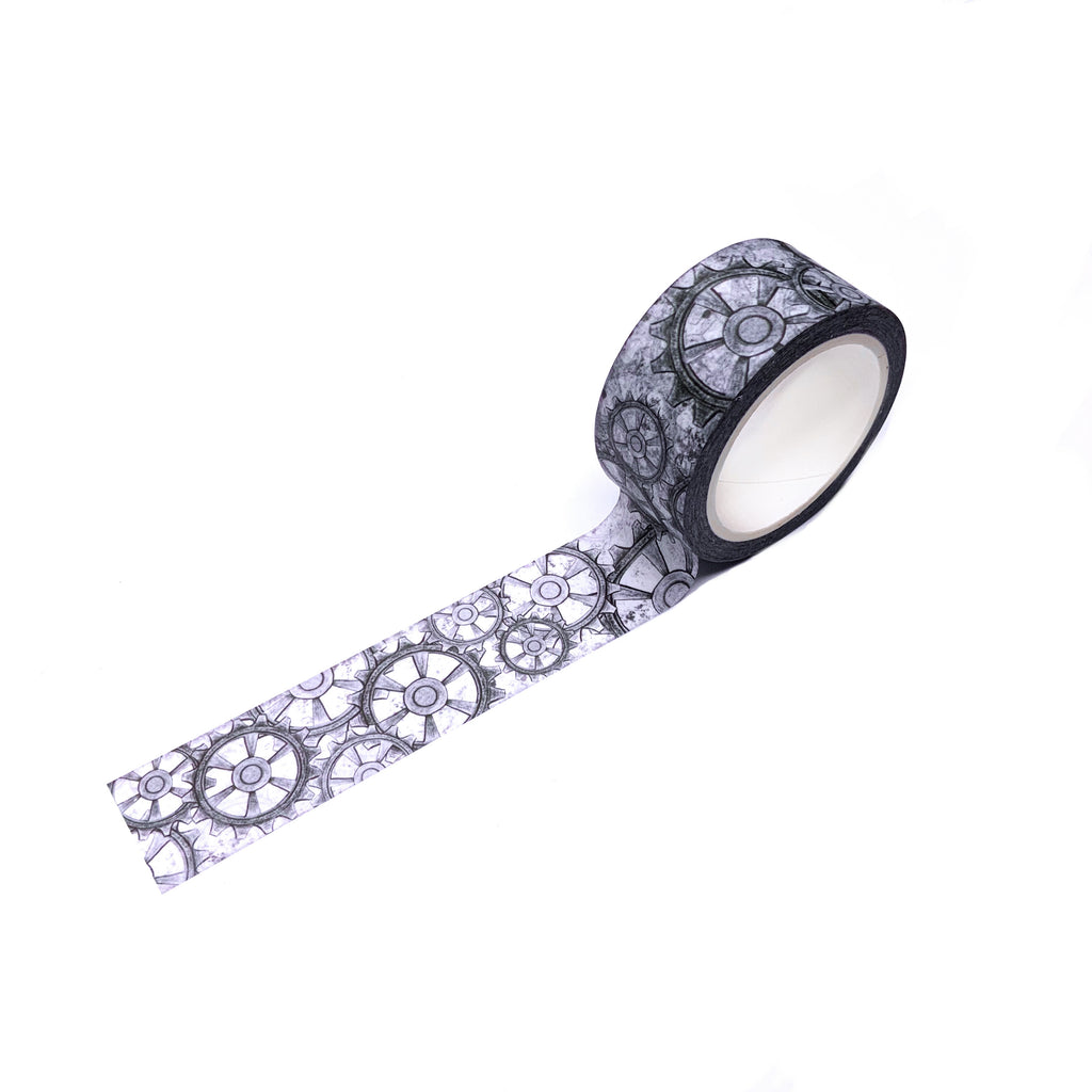 Washi tape tandwielen grijs journal this