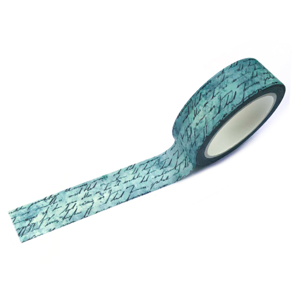 Washi tape turquoise script journal this