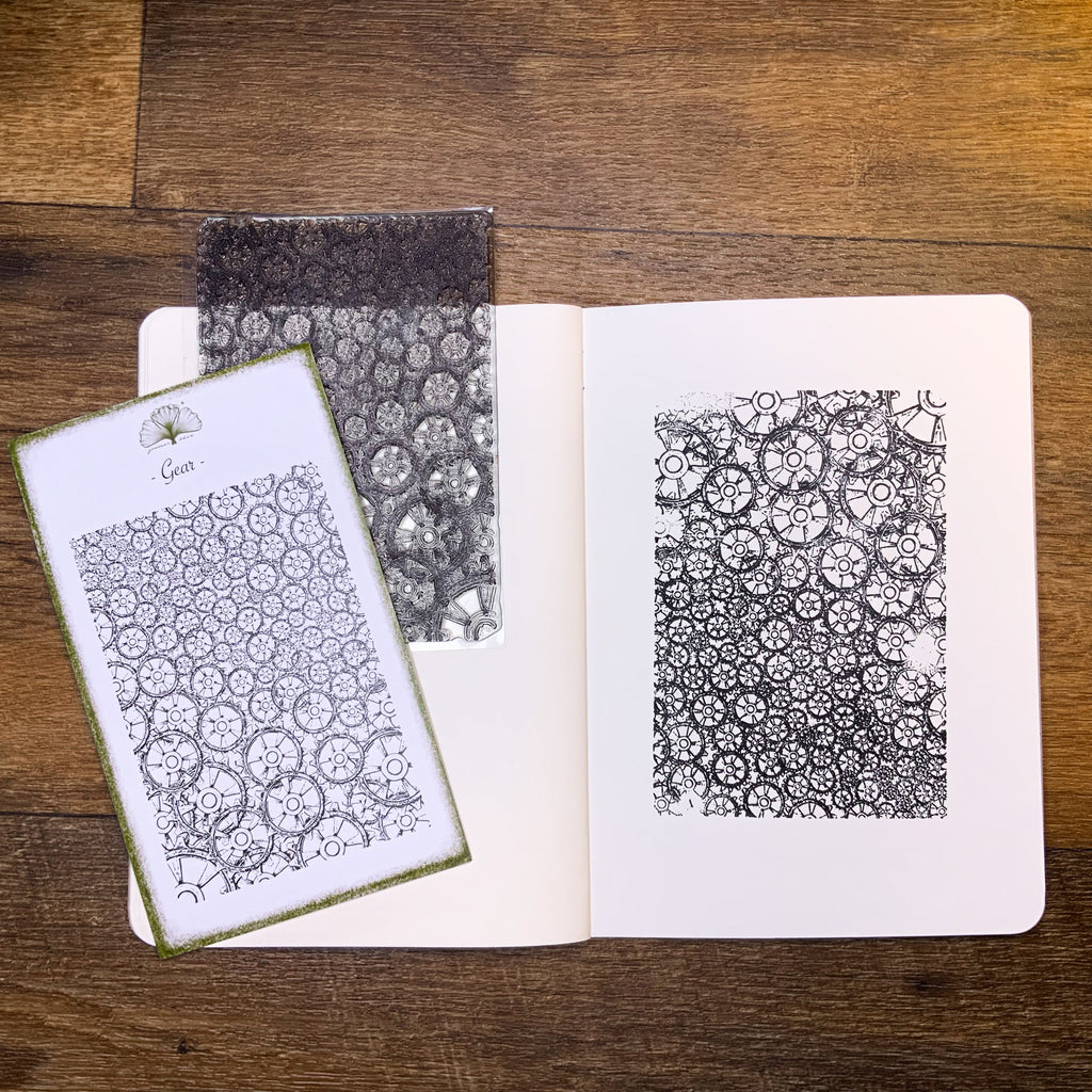 clear stamp achtergrond tandwielen stempel
