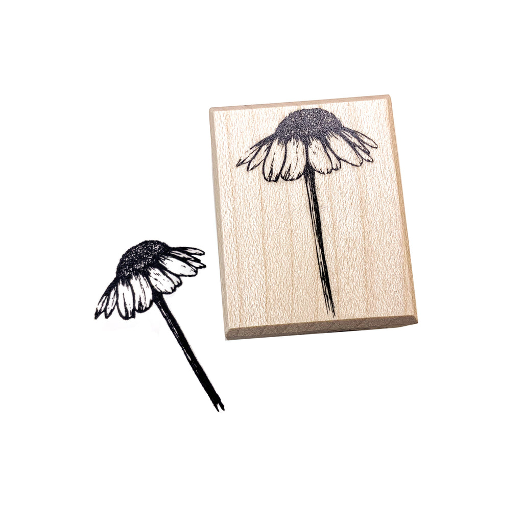 houten stempel madelief print