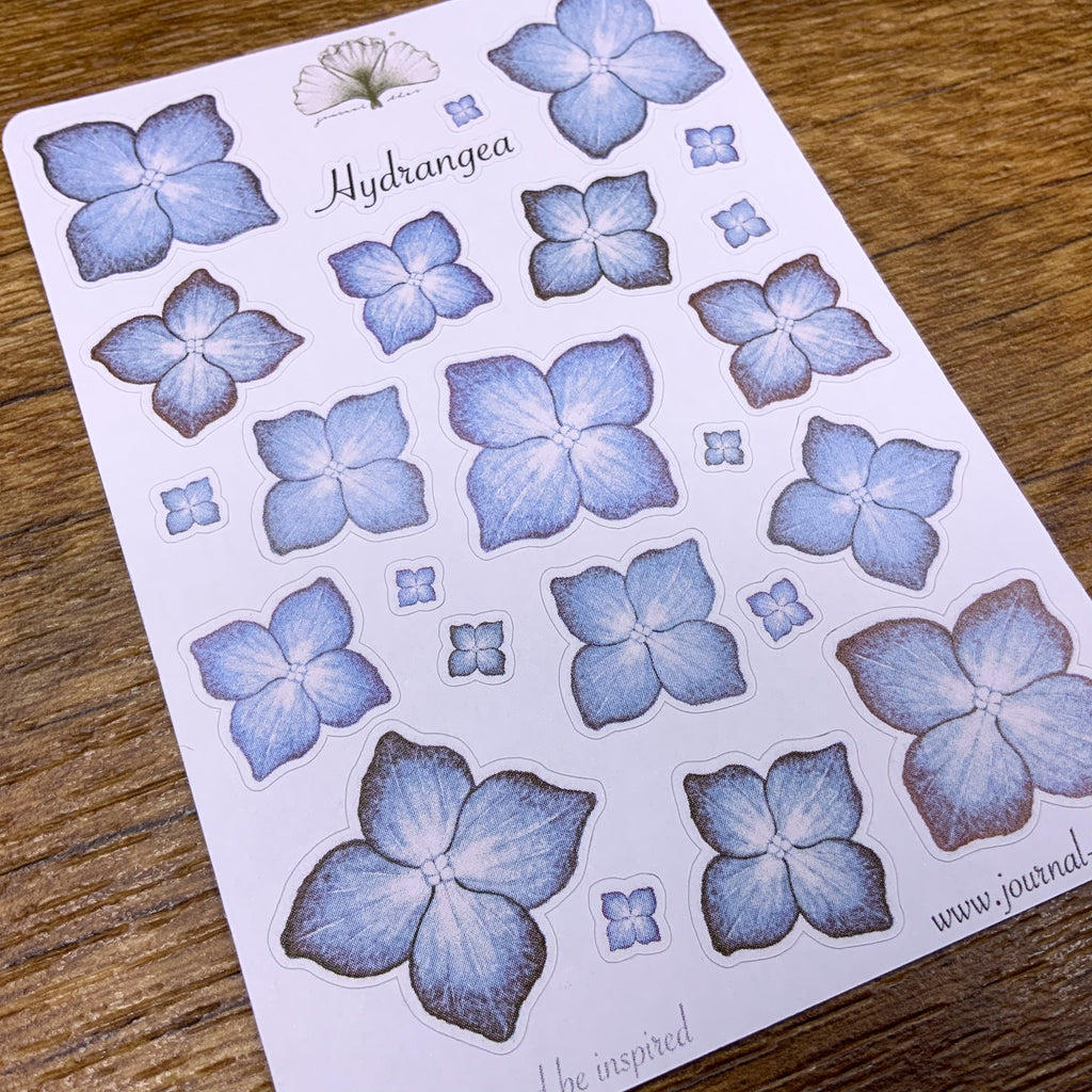 planner stickers bullet journal hortensia bloem blauwe
