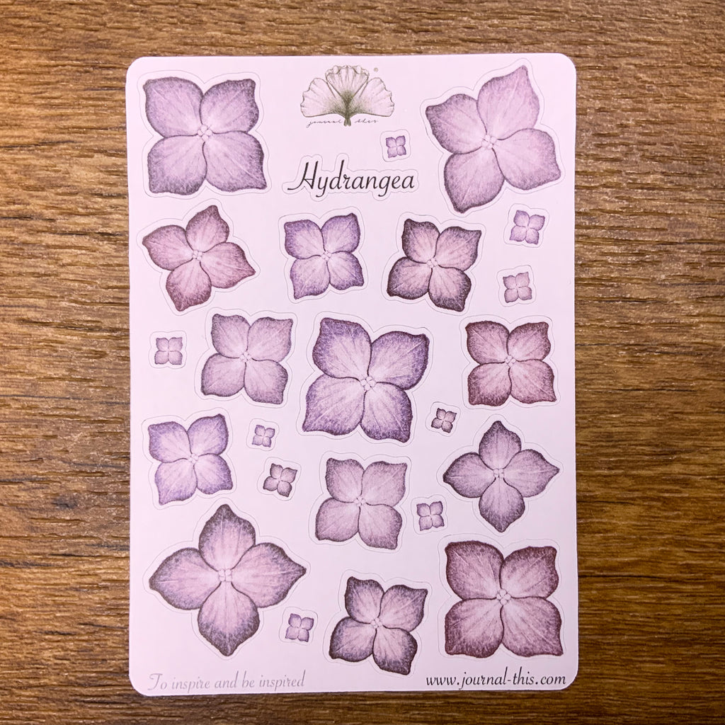 planner stickers bullet journal hortensia bloem paarse