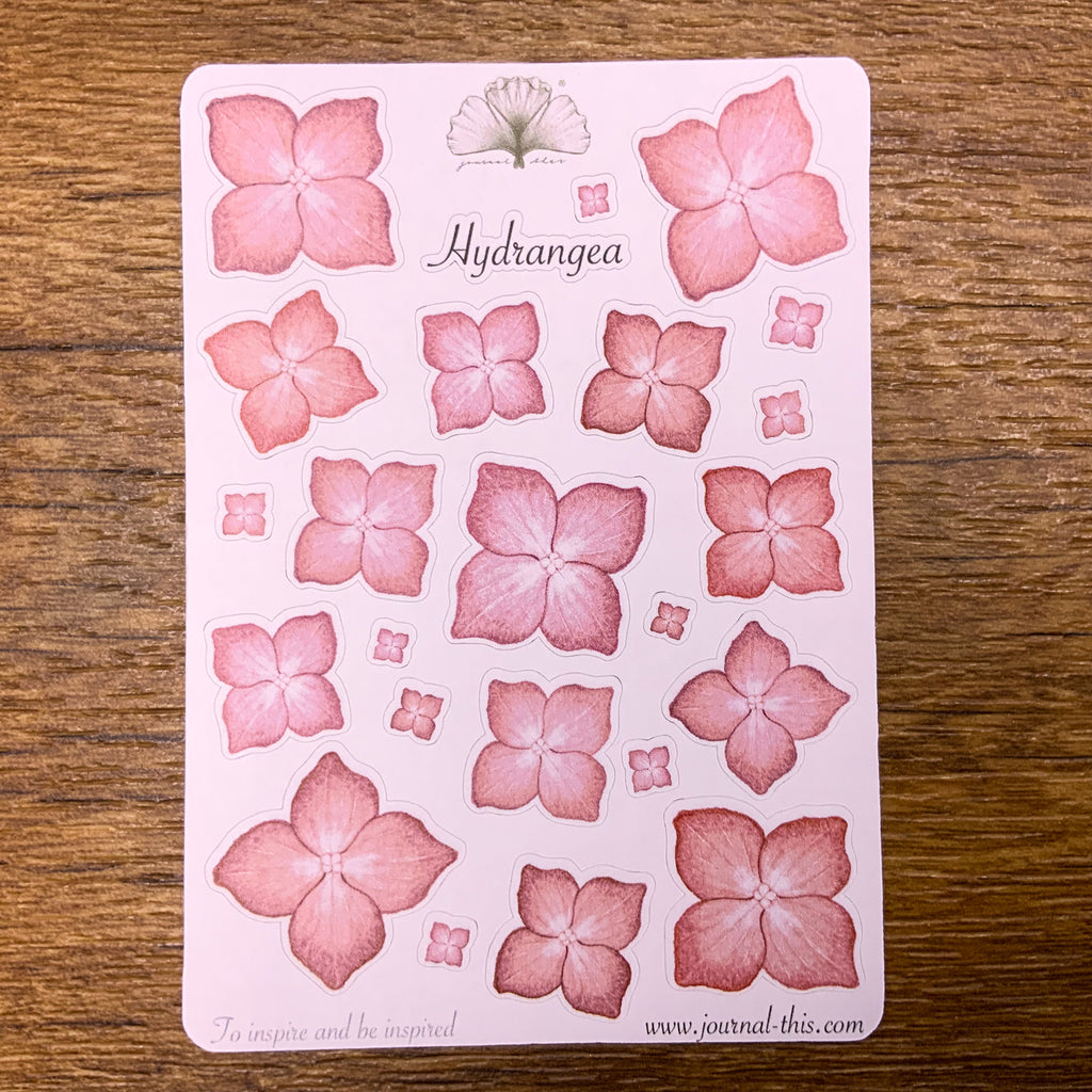 planner stickers bullet journal hortensia bloem roze