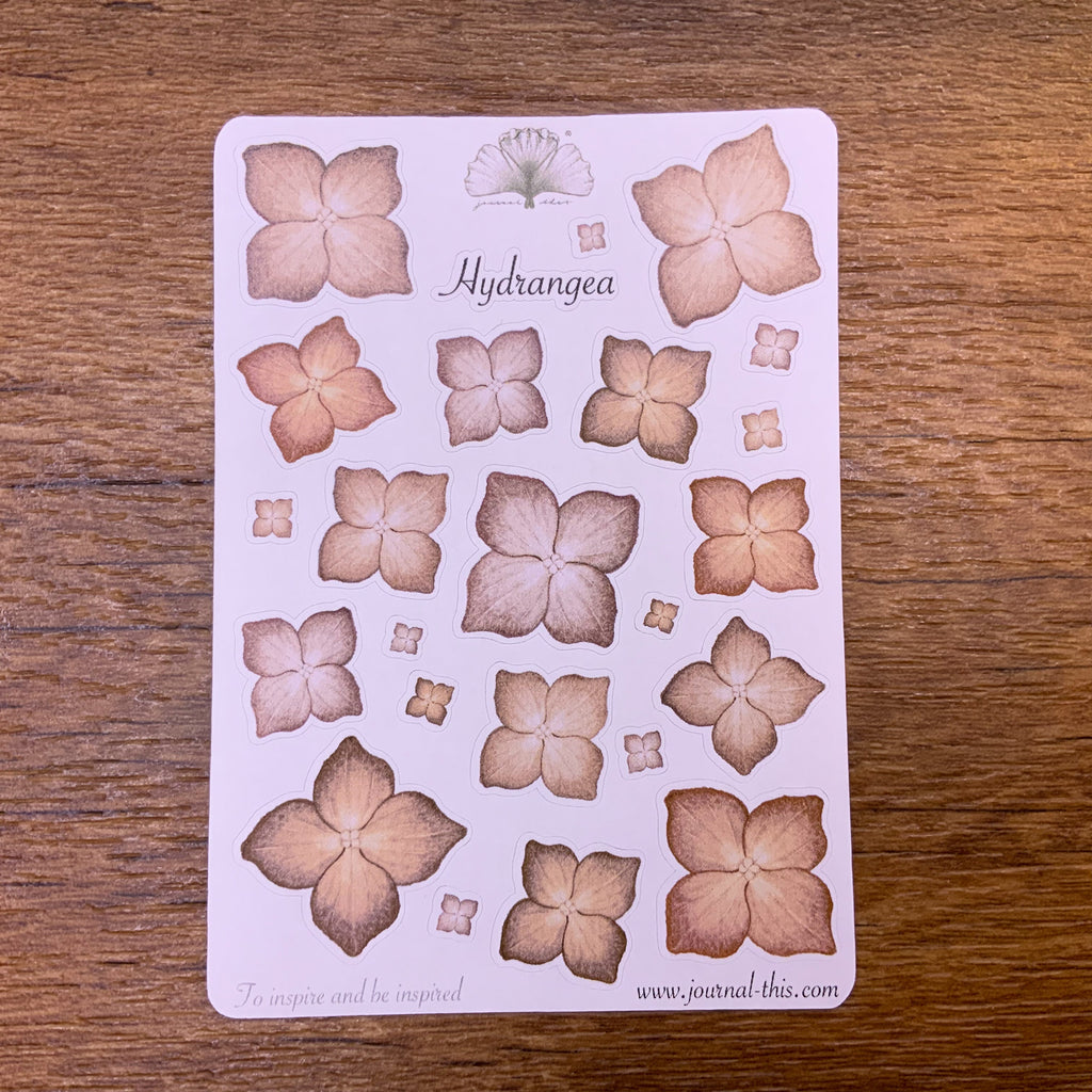 planner stickers bullet journal hortensia bloemen bruine