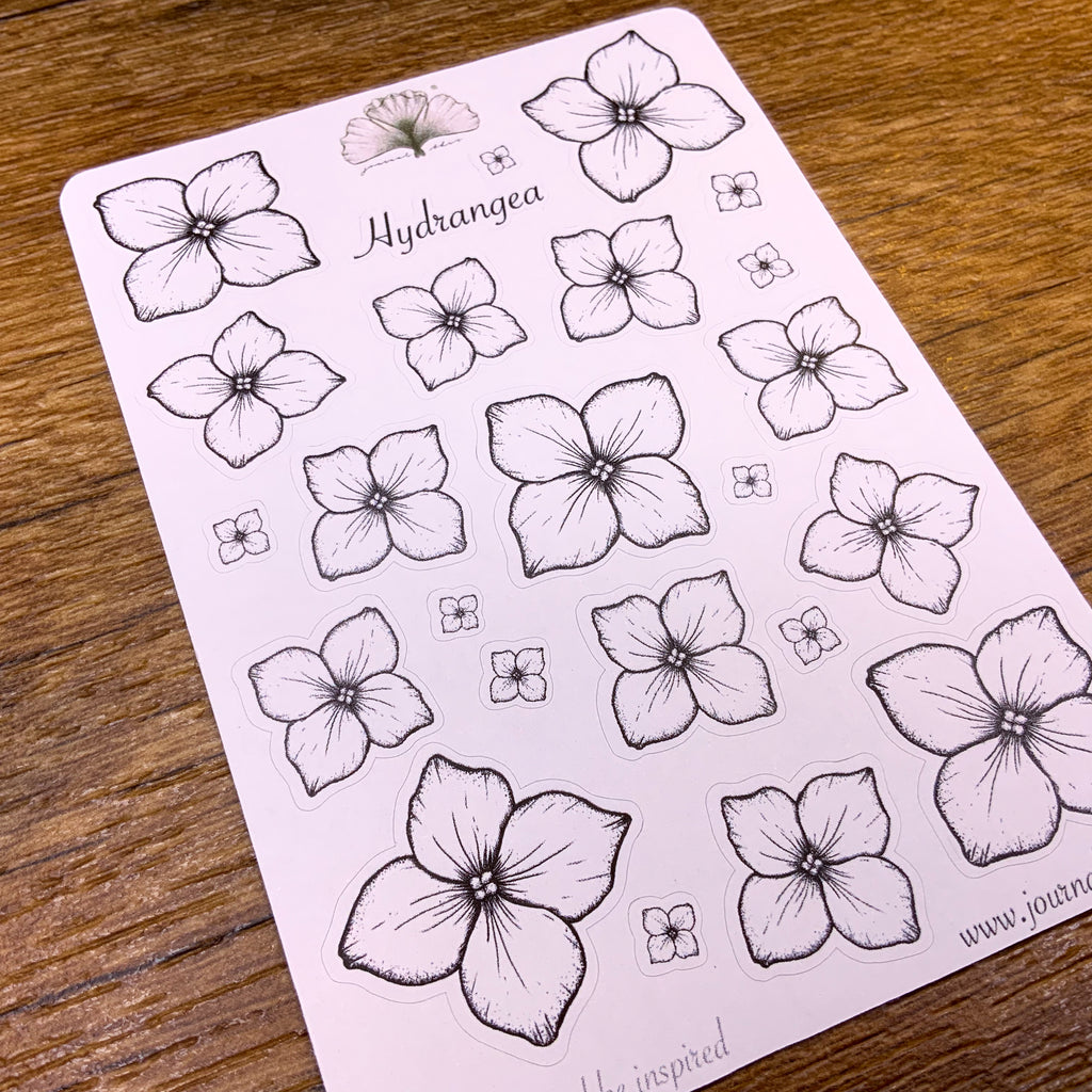 planner stickers bullet journal hortensia bloemen inkleuren
