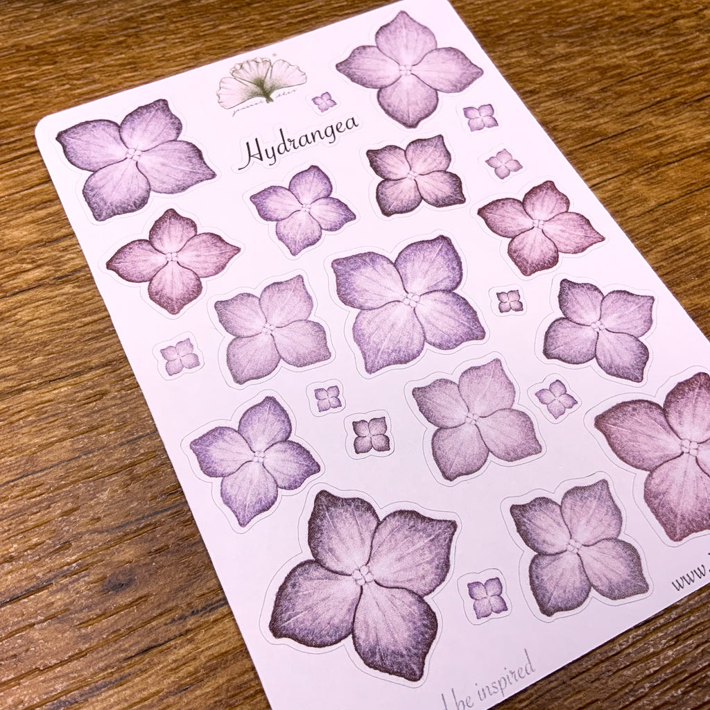 planner stickers bullet journal hortensia bloemen paarse