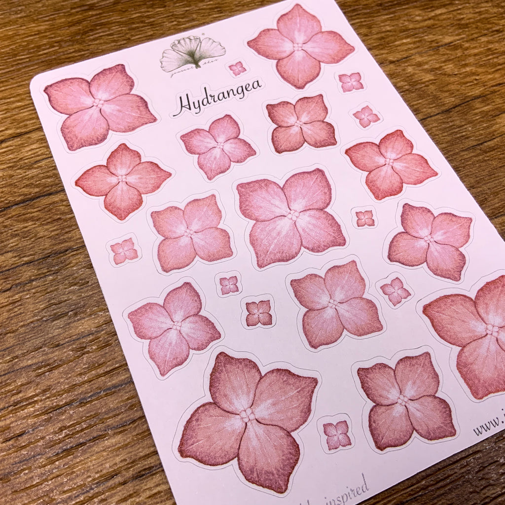 planner stickers bullet journal hortensia bloemen roze