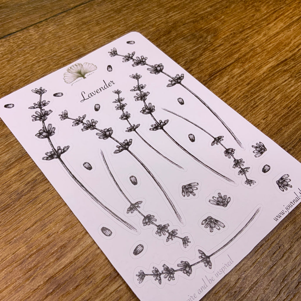 planner stickers bullet journal lavendel bloemen zwarte