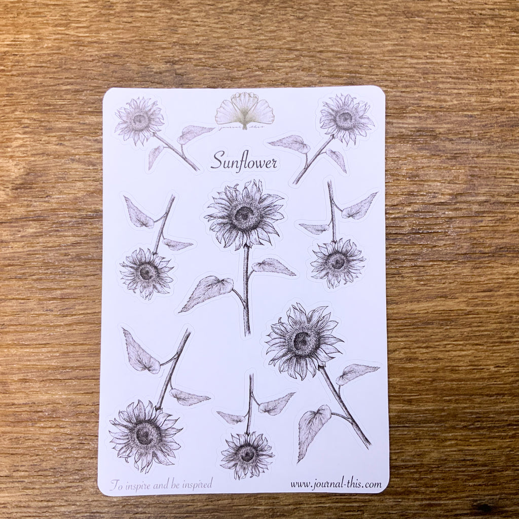 planner stickers bullet journal zonnebloemen print tekening
