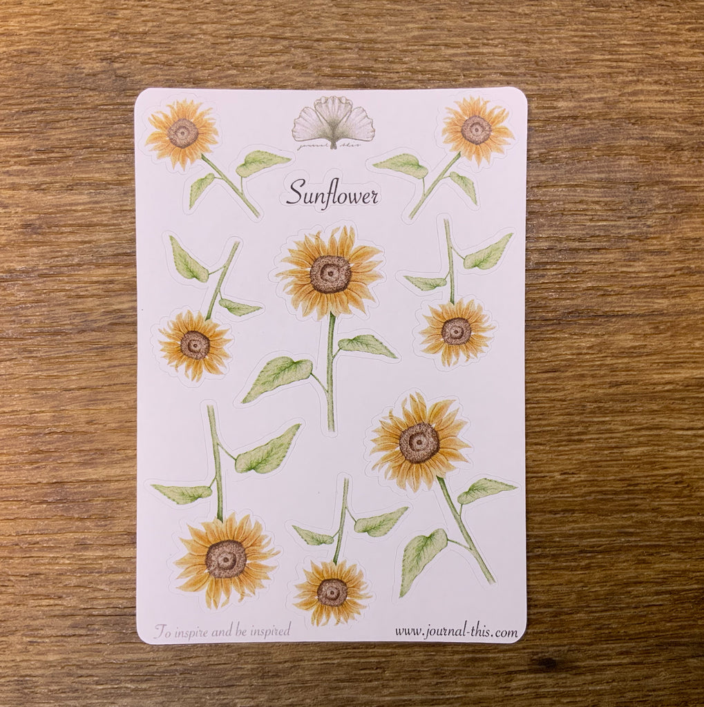 planner stickers bullet journal zonnebloemen print tekening Geel