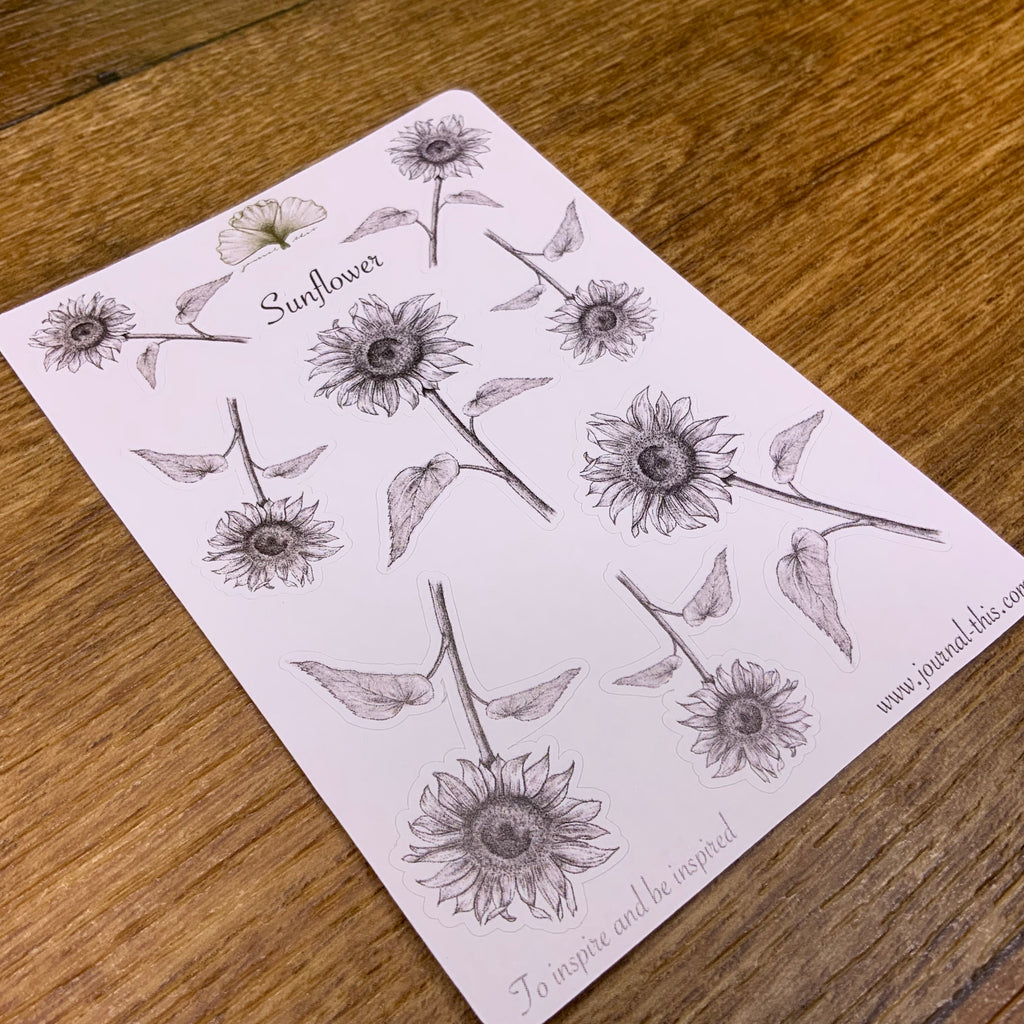 planner stickers bullet journal zonnebloemen tekening