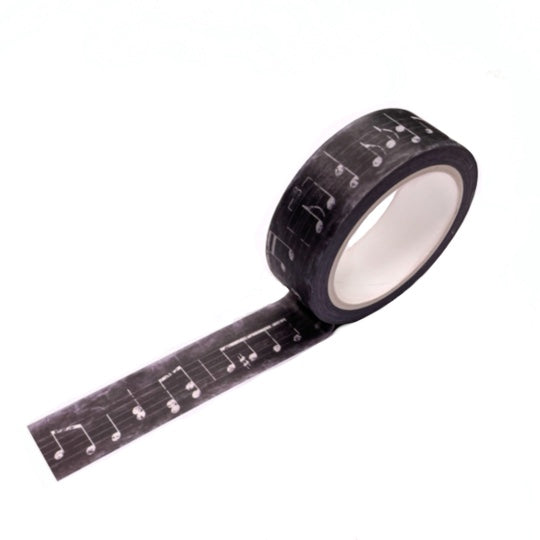 washi tape muzieknoten zwart wit journal this